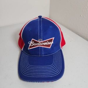 Stran Co.  Budweiser Bowtie  Baseball Cap Blue and Red Adjustable Closure
